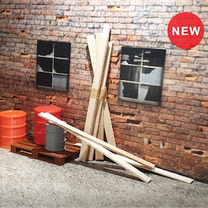 Wooden sticks decoration. Scale 1:18, 24. Diorama accessories. Garage decoration. Diorama parts. Miniature decor.