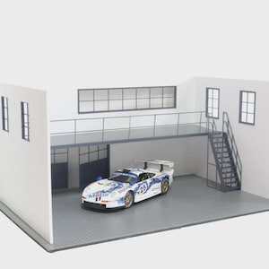 Maquette diorama en kit Taille 1/18 Présentation du modèle réduit de voiture Garage à deux étages Échelle 1:18