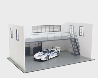 Two-Floor Car Garage Model Kit – 1:18 Auto Display Garage – Car Accessory 1/18