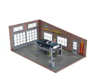 ★ Diorama Garage Plate　　　　　　　　　　　　　　【数限】 Brick Garage – 1:43 Scale Parts, Service Diorama Kit – Die-cast
