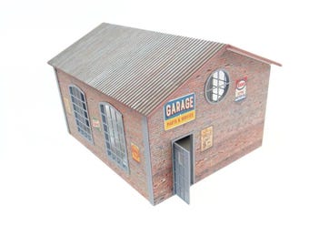 煉瓦小屋？　2つセット レンガ造りの家とガレージのジオラマキット – 1:24スケールの模型車