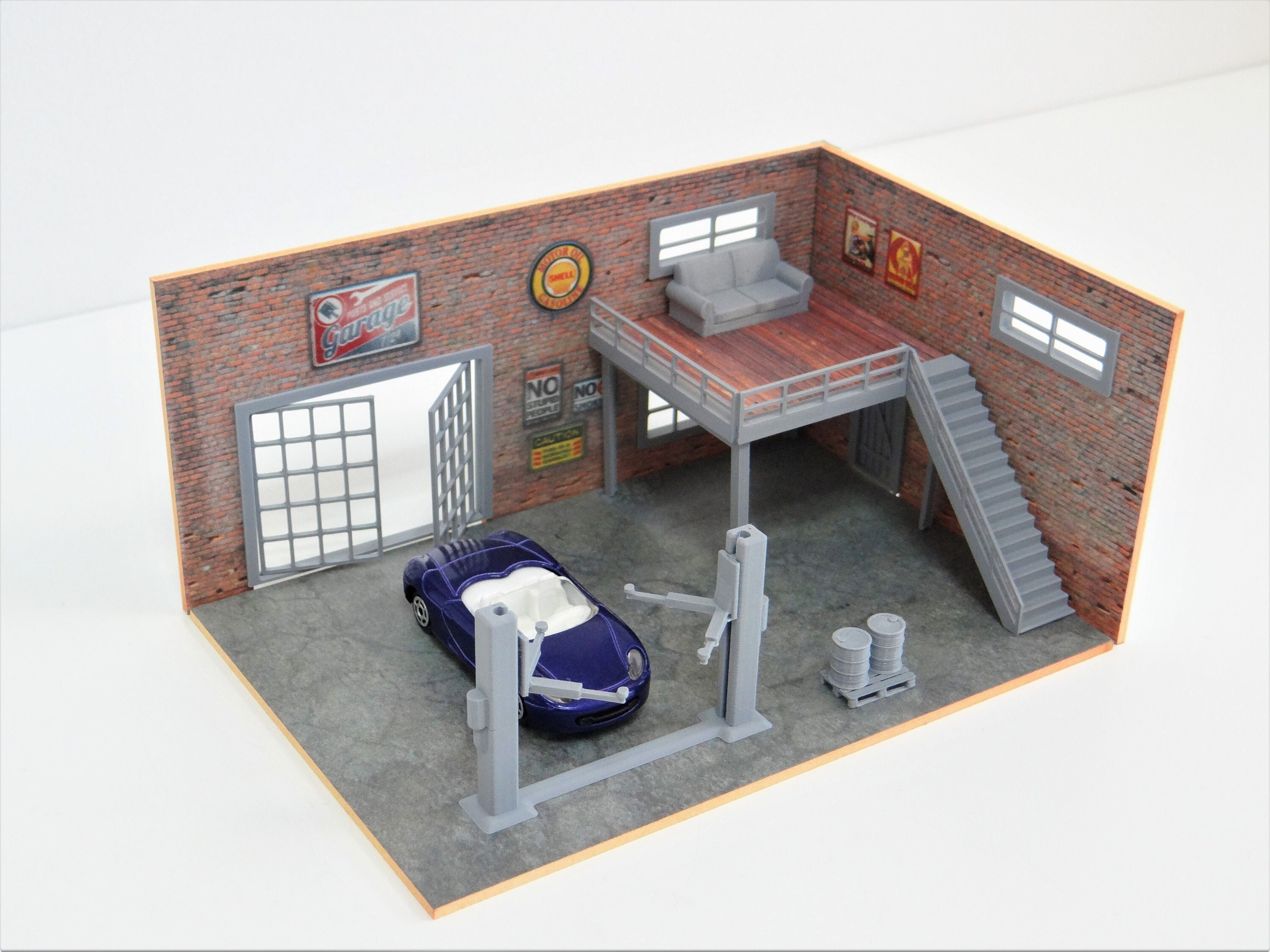 Scale 1:24 Diorama two-floor auto garage Model cars display Diorama model  kit