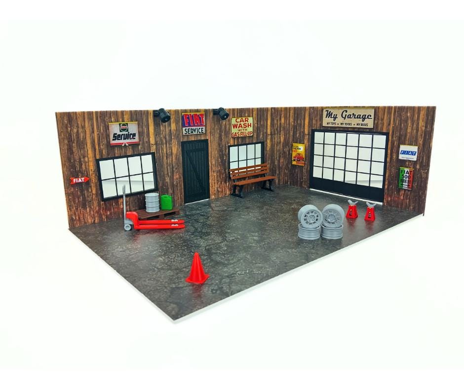 貴重★ アルミ製　ミニチュアガレージキット⭐︎本物同様の動き‼︎ 送料無料】コバアニ cobaanii mokei工房 1/64 2カーガレージ 組み立て