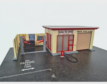 1:64 Scale Tire Service Workshop Diorama Kit Garage Model Car