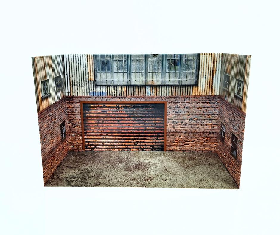 1:18スケール工業用ガレージジオラマディスプレイ - アーバンブリック