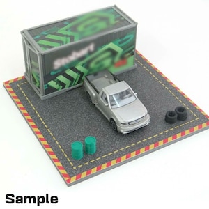 Diorama sets of container + equipment and parking base Scale 1:43 Display for die-cast car models