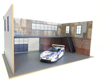 アメリカンジオラマ　2ポストリフト　フルダイキャスト　ガレージ　1/64　新品 1:18スケール 2段式自動車ガレージジオラマキット – ダイキャストカー