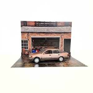 Baksteen Garage Diorama-achtergrond: 1:24 voor modelautoverzamelaar: