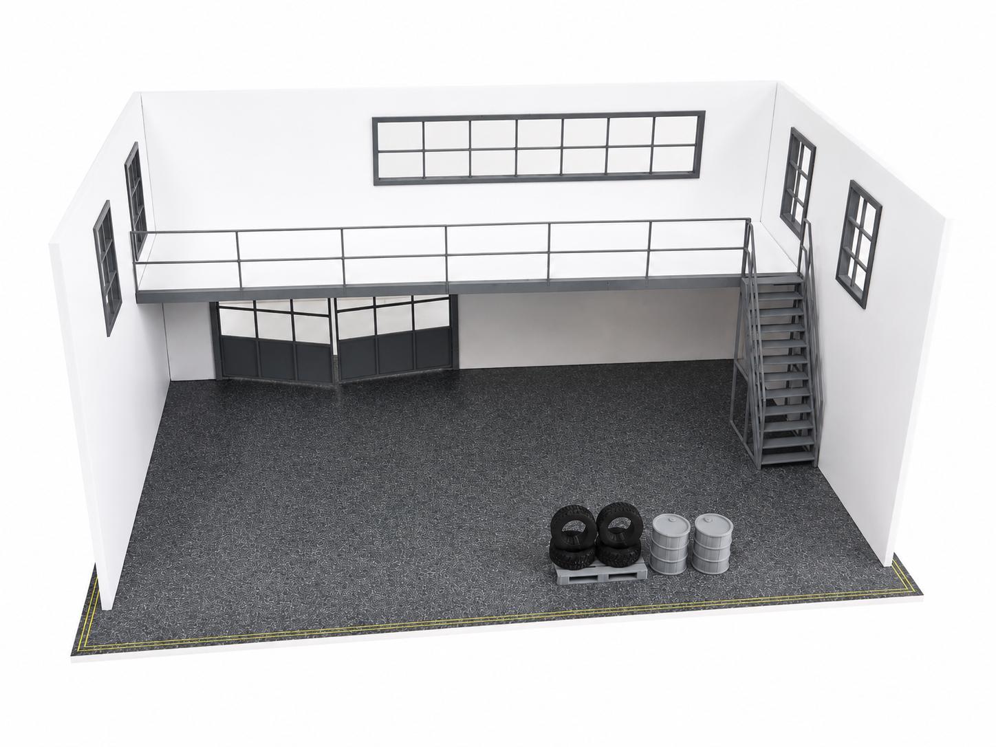 1/24スケール 2階建てガレージジオラマキット - モデルカー展示用建物