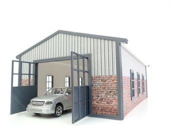 屋外ガレージ格納庫納屋ジオラマキット 1:43スケール - モデルカー