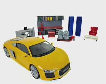 1:18スケール ガレージジオラマアクセサリーセット - ミニチュア家具