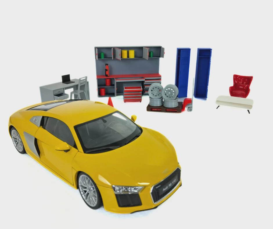 1:18スケール ガレージジオラマアクセサリーセット - ミニチュア家具