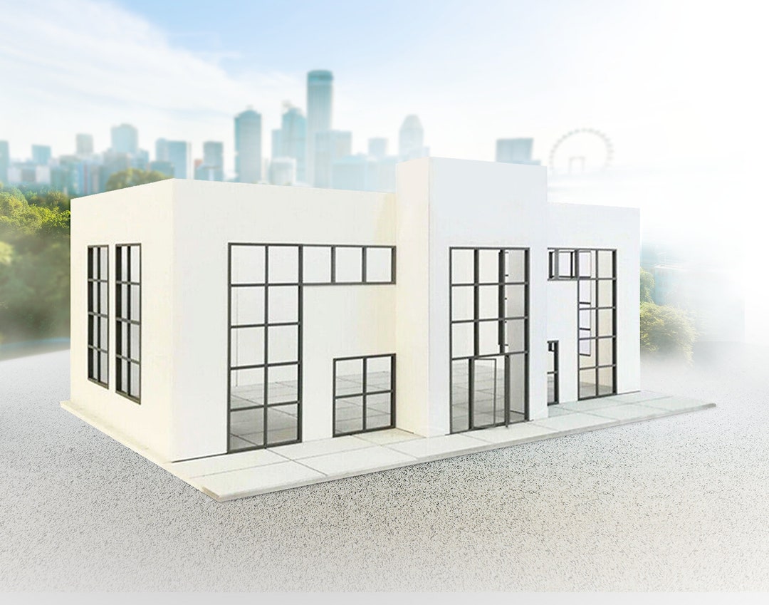 Model Car Display Building Modern Big Showroom. Scale 1:18. Diorama Showroom Building. Model Cars ...