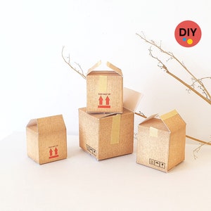 Diorama set of paper boxes/cartons. Scale 1:18, 24. Miniature paper boxes. Diorama supply and decoration. Diorama modeling.