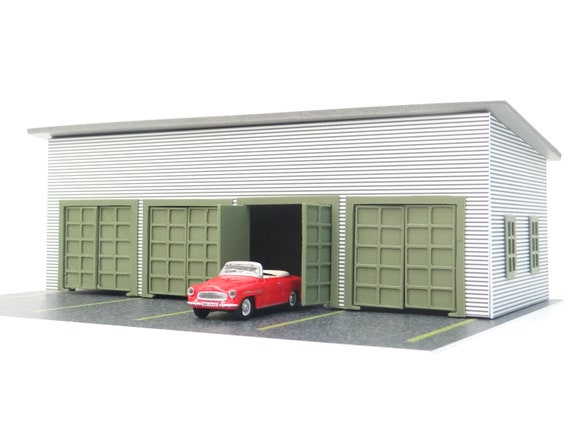 Diorama Car Garage With 4 Doors and Parking Base / Scale 1:64, 72