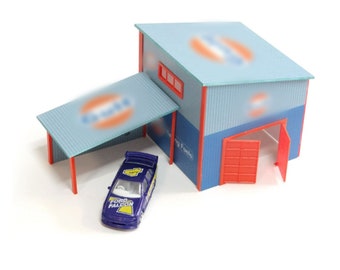 Racing fuels shop / Scale 1:60, 64 / Garage diorama model kit / PVC Diorama garage miniature / Diecast cars display decoration