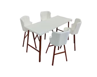 Miniature Table and Chairs Set – 1:18 Scale Diorama Furniture