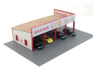 1:60/64スケールの自動車ガレージと大型駐車ベースジオラマ
