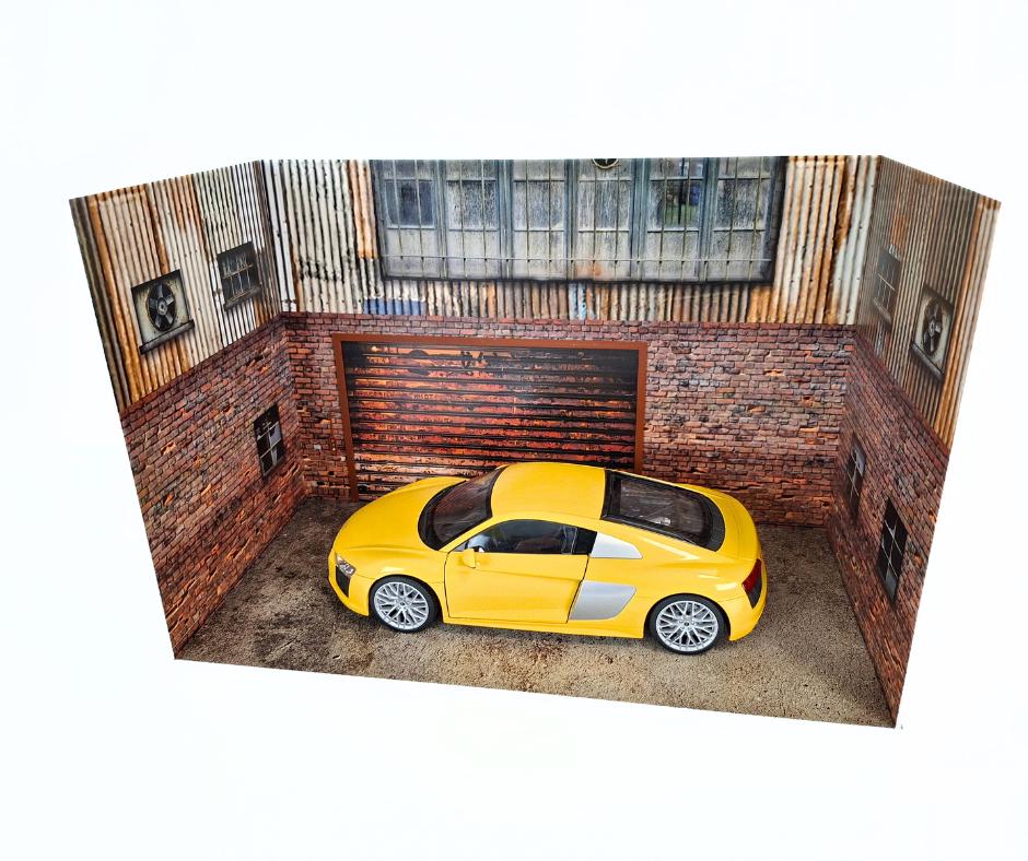 1:18スケール工業用ガレージジオラマディスプレイ - アーバンブリック