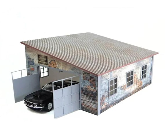 1:24スケールの古い自動車ガレージジオラマキット - ダイキャストカー