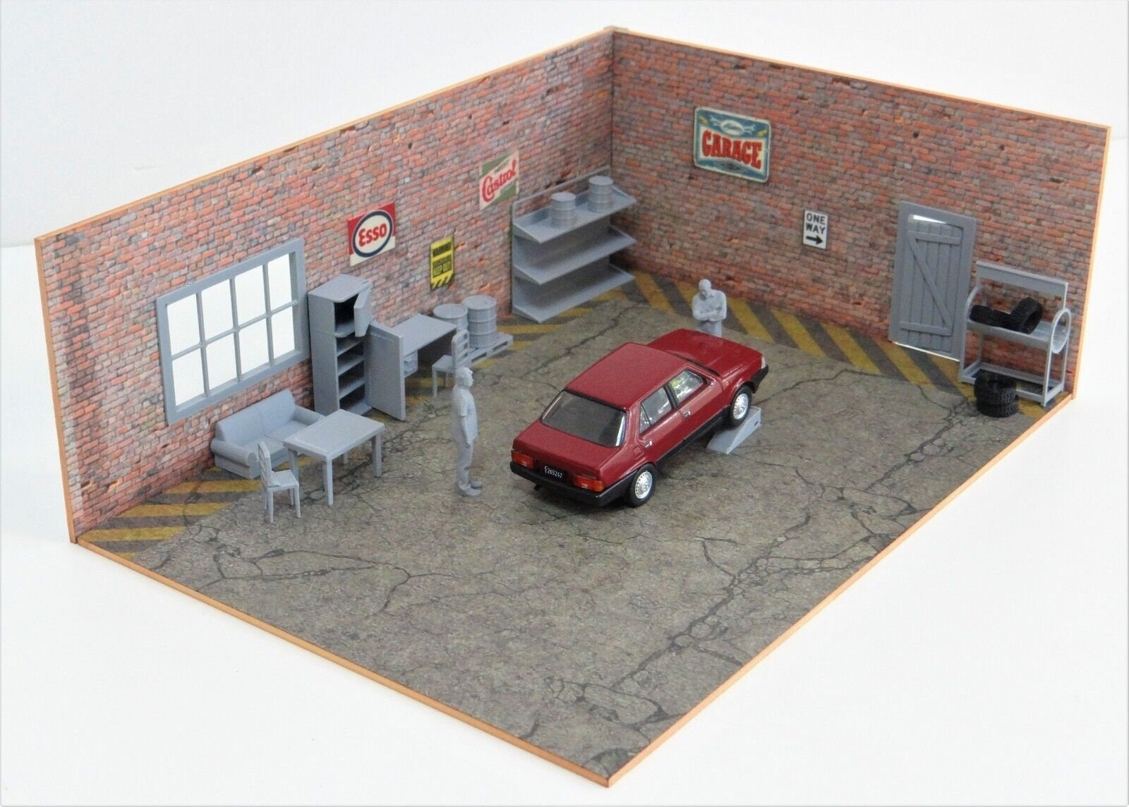 ガレージジオラマ フルスクラッチ スケール 1:43 ジオラマ レンガ ガレージ ジオラマ モデル キット ダイ