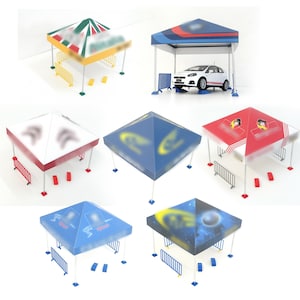 Échelle 1:24 Tentes des sponsors du rallye Tentes diorama pour voitures de sport Exposition de modèles réduits Décoration de circuit