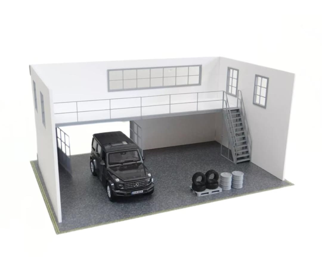タミヤ 1/20 ホンダ S800 ガレージ風 車庫 ジオラマ ケース付 送料無料 1/18 映画 ワイルドスピード風 ガレージ 工場 駐車場