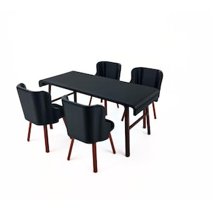1:18 Scale Miniature Dining Table & Chairs Set – Diorama Furniture Model Builder Accessory