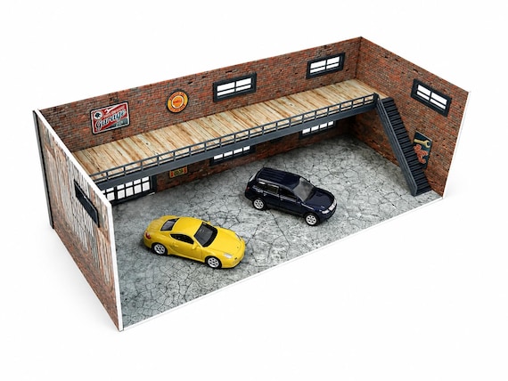 2階建て自動車整備工場 - 1:60/64スケールジオラマモデルキット
