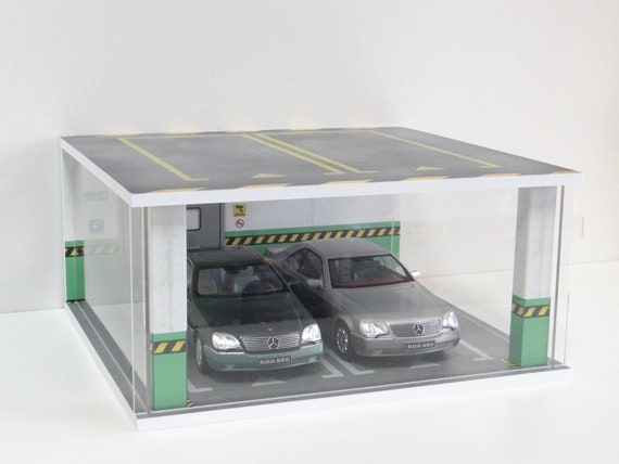 Échelle 1:18 vitrine de voiture modèle acrylique avec lumière LED Diorama  parking souterrain PVC -  France
