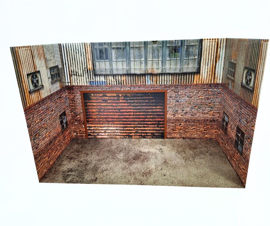 1:18スケール工業用ガレージジオラマディスプレイ - アーバンブリック