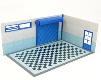 スケール 1:24 ジオラマガレージ「金属」壁付き ジオラマモデルキット