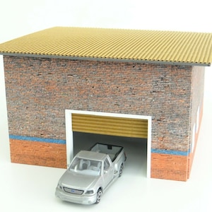 Diorama auto service garage Scale 1:43 Diorama model kit Brick diorama garage with lifting door Model cars display decoration