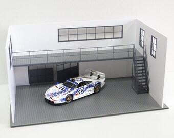 1:18スケールのカーガレージジオラマキット - 2階建て模型展示用建物