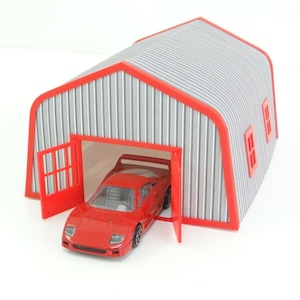 Scale 1:43 Garages with sheet &#39;metal&#39; roof Diorama auto garage miniature model Model cars display decoration