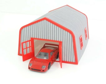 Maßstab 1:43 Garagen mit Blechdach Diorama Auto Garage Miniatur Modellautos Display Dekoration