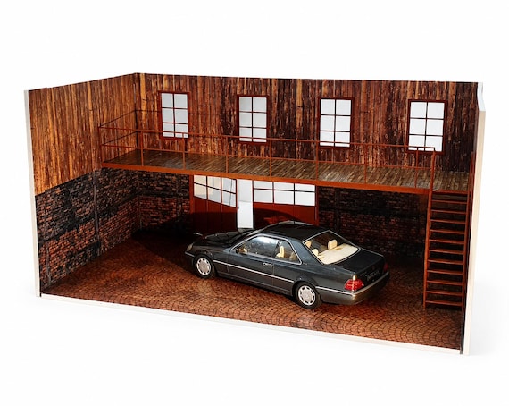2階建てガレージジオラマキット 1:18スケール - モデルカー