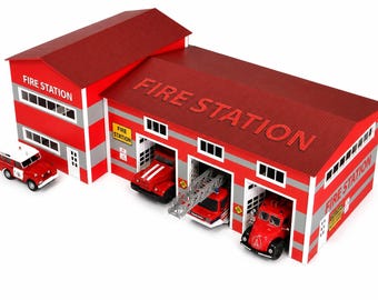 1/43スケール消防署ジオラマ模型キット - 消防署展示用 - Etsy 日本