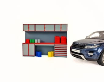 1/18スケール ミニチュア格納庫 – ダイキャストカー展示用ガレージ
