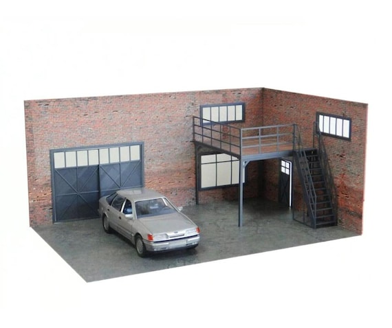 Sharplace Maquette de Garage (Diorama) - Vitrine pour Voiture à l'échelle 1/64 - Décoration de Bureau/Rangement - Collection organisée