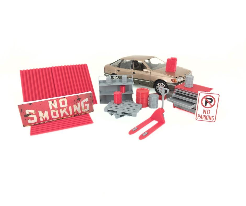 1:24 Scale Model Car Garage Diorama Set – Miniature Auto Repair