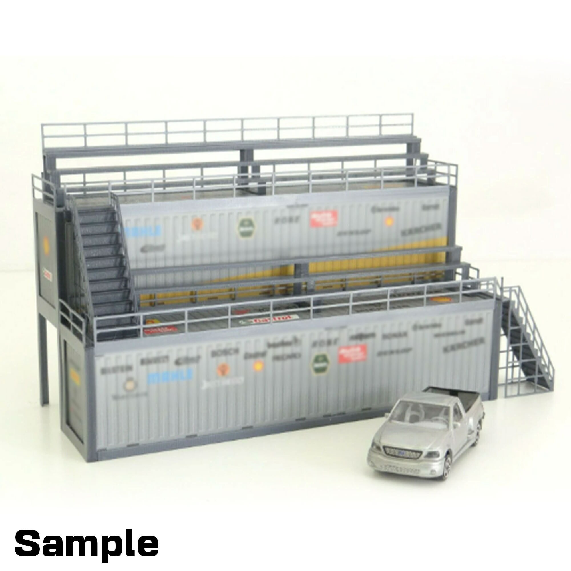 Scale 1:43 Diorama containers rally tribune Diorama parts Sports car display decoration Racetrack decoration Containers miniatures