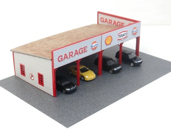 1:60/64スケールの自動車ガレージと大型駐車ベースジオラマ（ダイ