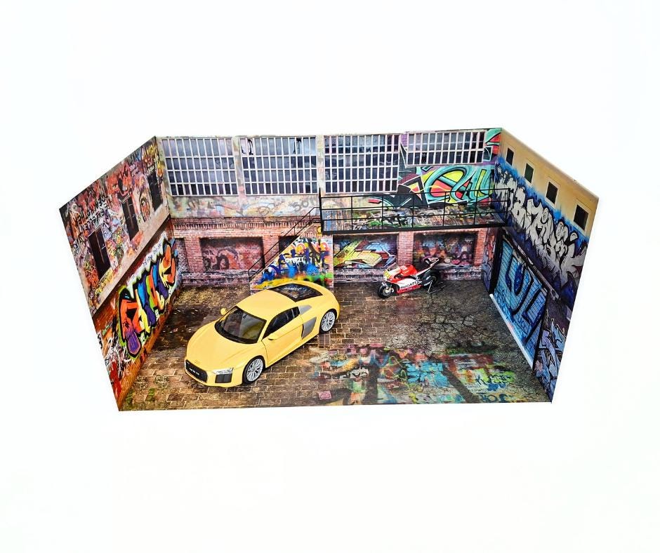 1/18スケール グラフィティガレージジオラマ – 都市のストリート
