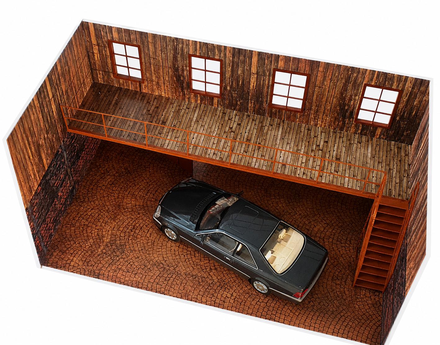 2階建てガレージジオラマキット 1:18スケール - モデルカー