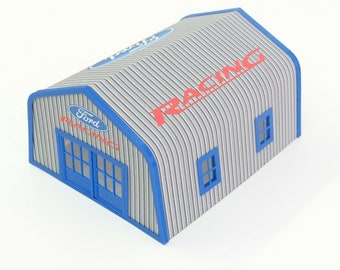 スケールガレージ　ミニチュア スケール 1:43 金属屋根付きガレージ ジオラマ オートガレージ