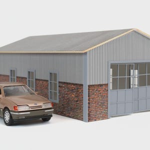 Diorama Kit for Model Car Display Building 1/24 Hangar-Barn Garage 1:24 Scale