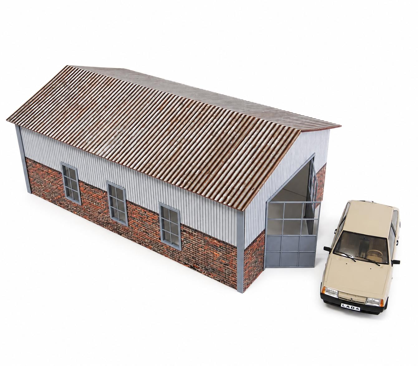 1/18スケール ミニチュア格納庫 – ダイキャストカー展示用ガレージ
