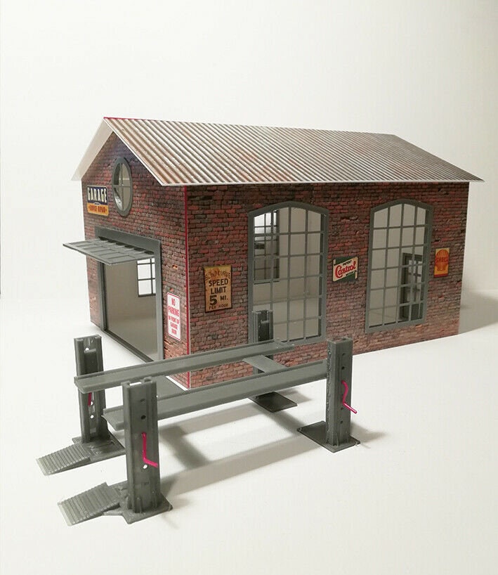 Garage RR Brick Diorama Model Kit with Lifting Door in Scale Etsy