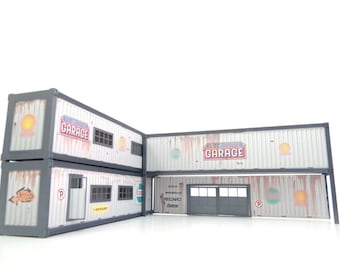 Maßstab 1:43 Container Auto-Werkstatt Die-Cast Automodelle Display Diorama-Teile Miniatur-Dekoration